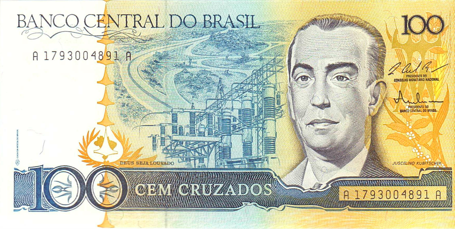 Brazil 100 1986 UNC P-211/c